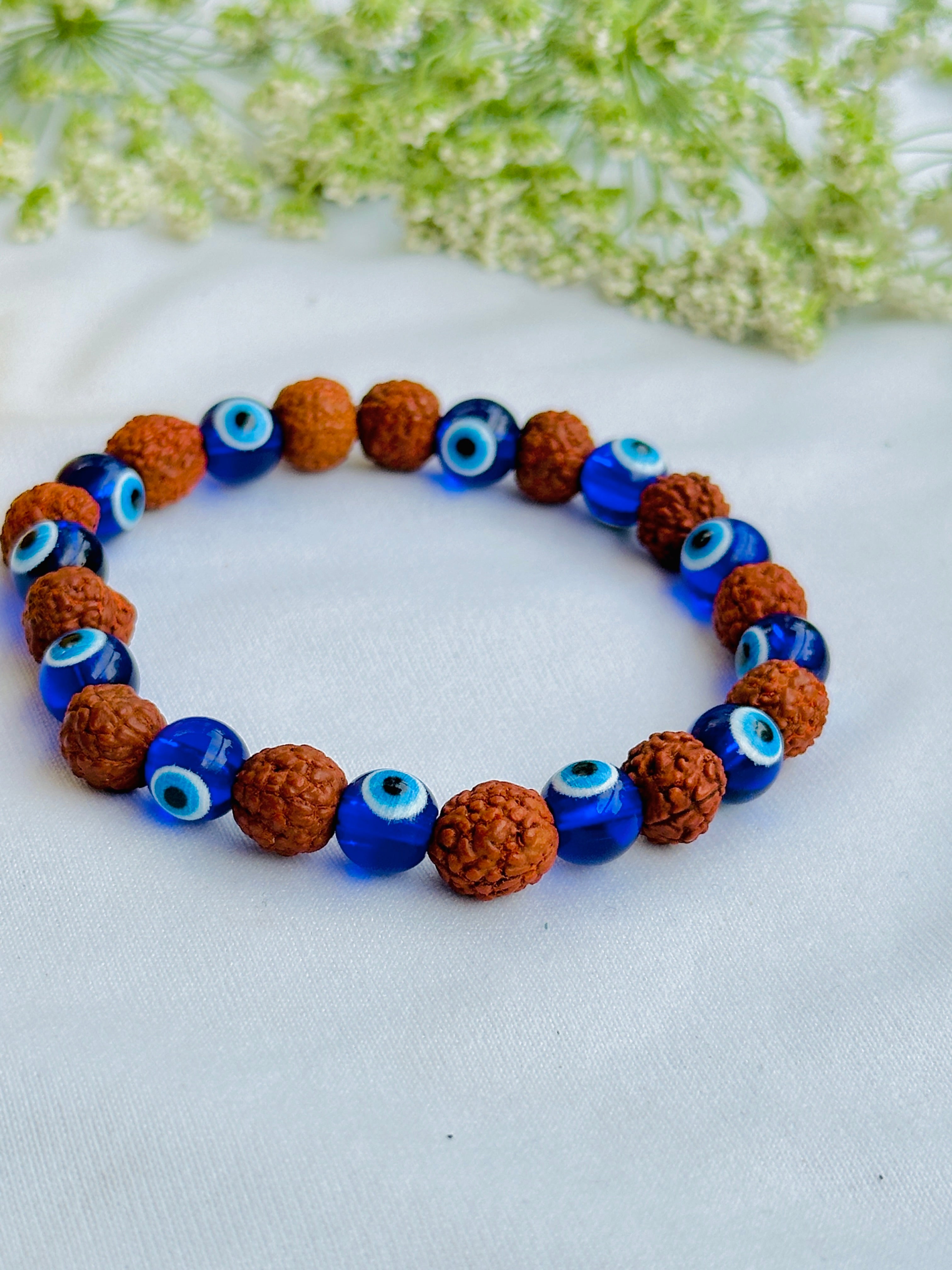 Evil Eye and Negative Energy Protect: Rudraksh & Evil Eye Bracelet  - Abhimantri & Certified
